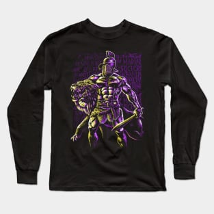 retro bodybuilder vs lion Long Sleeve T-Shirt